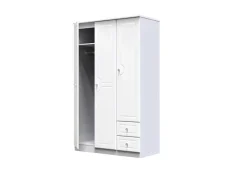 Welcome Welcome Balmoral White High Gloss 3 Door 2 Small Drawer Tall Triple Wardrobe (Assembled)