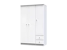 Welcome Welcome Balmoral White High Gloss 3 Door 2 Small Drawer Triple Wardrobe (Assembled)