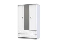 Welcome Welcome Balmoral White High Gloss 3 Door 4 Drawer Tall Mirrored Triple Wardrobe (Assembled)