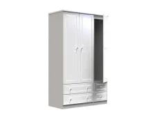 Welcome Welcome Balmoral White High Gloss 3 Door 4 Drawer Tall Triple Wardrobe (Assembled)