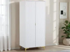 Seconique Miami White and Gold 2 Door Wardrobe Seconique Miami White and Gold 2 Door Wardrobe