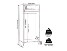 Seconique Seconique Miami White and Gold 2 Door Wardrobe