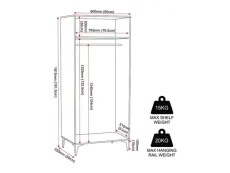 Seconique Seconique Miami Oak and Black 2 Door Wardrobe