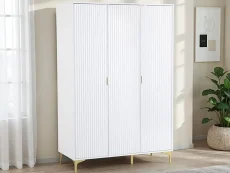 Seconique Miami White and Gold 3 Door Wardrobe Seconique Miami White and Gold 3 Door Wardrobe