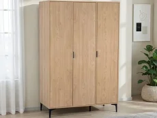Seconique Miami Oak and Black 3 Door Wardrobe Seconique Miami Oak and Black 3 Door Wardrobe