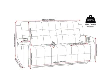 Seconique Seconique Roma Grey Faux leather 3 Seater Recliner Sofa