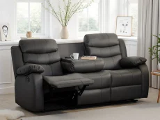 Seconique Roma Grey Faux leather 3 Seater Recliner Sofa