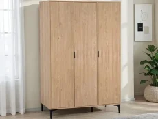 Seconique Miami Oak and Black 3 Door Wardrobe Seconique Miami Oak and Black 3 Door Wardrobe