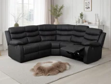 Seconique Seconique Roma Black Faux Leather Corner Recliner Sofa