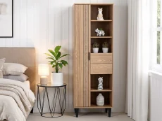 Seconique Tessa Natural Oak 1 Door 2 Drawer Bookcase