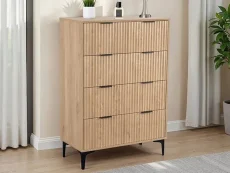 Seconique Miami Oak and Black 3+2 Drawer Chest of Drawers