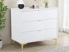 Seconique Seconique Miami White and Gold 3 Drawer Chest of Drawers