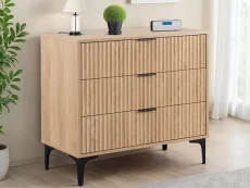 Seconique Miami Oak and Black 3 Drawer Chest of Drawers