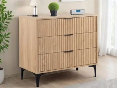 Seconique Seconique Miami Oak and Black 3 Drawer Chest of Drawers