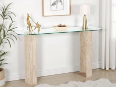 Seconique Modena Glass and Cream Marble Console Table Seconique Modena Glass and Cream Marble Console Table