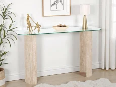 Seconique Seconique Modena Glass and Cream Marble Console Table
