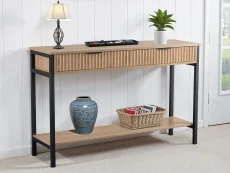 Seconique Miami Oak and Black 2 Drawer Console Table Seconique Miami Oak and Black 2 Drawer Console Table