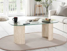Seconique Seconique Modena Glass and Cream Marble Coffee Table