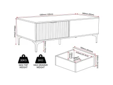 Seconique Seconique Miami Oak and Black 2 Drawer Coffee Table