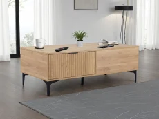 Seconique Seconique Miami Oak and Black 2 Drawer Coffee Table