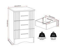 Seconique Seconique Tessa Natural Oak 3 Drawer Bedside Table