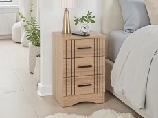Seconique Tessa Natural Oak 3 Drawer Bedside Table Seconique Tessa Natural Oak 3 Drawer Bedside Table