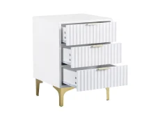 Seconique Seconique Miami White and Gold 3 Drawer Bedside Table