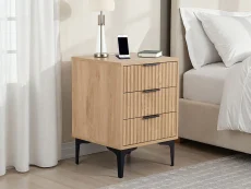 Seconique Miami Oak and Black 3 Drawer Bedside Table Seconique Miami Oak and Black 3 Drawer Bedside Table