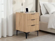 Seconique Seconique Miami Oak and Black 3 Drawer Bedside Table