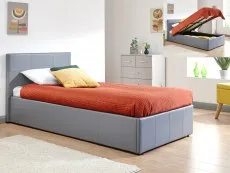 GFW Clearance - GFW Ecuador Grey Faux Leather End Lift Ottoman 3ft Single Bed Frame