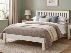 Seconique Windsor Ivory and Oak Wooden Bed Frame (Low Footend)