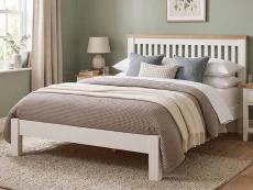Seconique Seconique Windsor Ivory and Oak Wooden Bed Frame (Low Footend)
