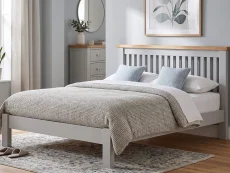 Seconique Seconique Windsor Pebble Grey and Oak Wooden Bed Frame (Low Footend)