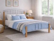 Time Living Time Living Tetras Silver and Beech Metal Bed Frame