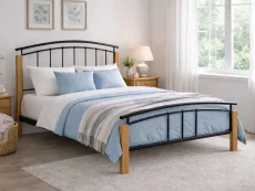 Time Living Tetras Black and Beech Metal Bed Frame Time Living Tetras Black and Beech Metal Bed Frame
