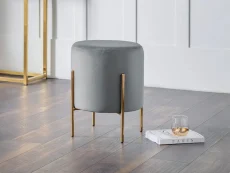 Julian Bowen Harrogate Grey Velvet Fabric Stool Julian Bowen Harrogate Grey Velvet Fabric Stool