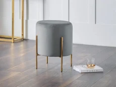Julian Bowen Julian Bowen Harrogate Grey Velvet Fabric Stool
