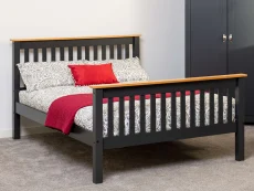 Seconique Monaco Grey and Oak Wooden Bed Frame (High Footend)