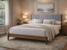 Time Living Cheslyn Light Grey Fabric Bed Frame