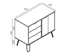 Core Core Augusta Grey Small Sideboard with 1 Door 3 Drawer