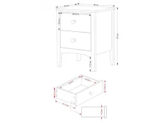 Core Core Como Light Grey 2 Drawer Bedside Table