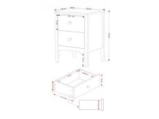 Core Core Como Midnight Blue 2 Drawer Petite Bedside Table