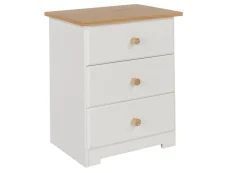 Core Colorado White and Oak 3 Drawer Bedside Table Core Colorado White and Oak 3 Drawer Bedside Table