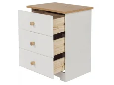 Core Core Colorado White and Oak 3 Drawer Bedside Table