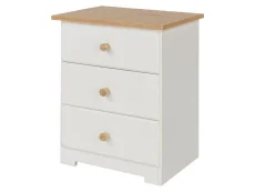Core Core Colorado White and Oak 3 Drawer Bedside Table