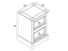 Core Core Corona Grey and Waxed Pine 2 Drawer Petite Bedside Table