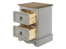 Core Core Corona Grey and Waxed Pine 2 Drawer Petite Bedside Table