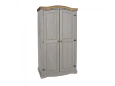 Core Core Corona Grey and Waxed Pine 2 Door Wardrobe