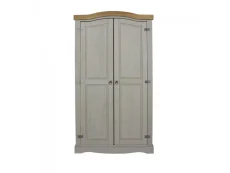 Core Core Corona Grey and Waxed Pine 2 Door Wardrobe