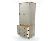 Core Core Corona Grey and Waxed Pine 2 Door 3 Drawer Wardrobe